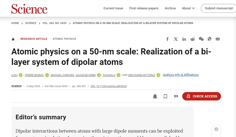 量子模拟突破：原子间距缩小至50纳米，为探索奇异物质态、构建新量子材料提供可能