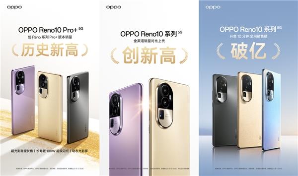 OPPO Reno10系列开售  销量创新高  2499元起长焦人像备受关注
